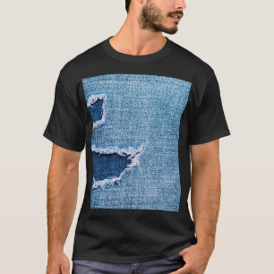 Torn denim fabric texture, blue hues. T-Shirt