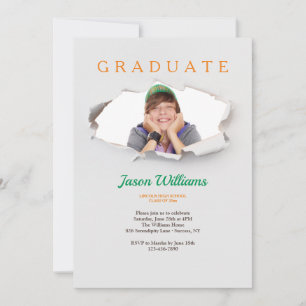 Torn Edges Photo Graduation Invitation