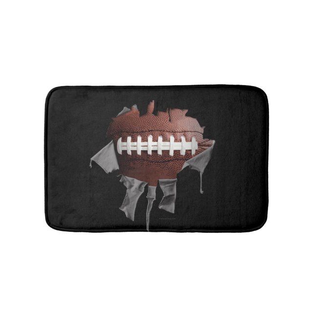 Torn Football Black Bath Mat (Front)