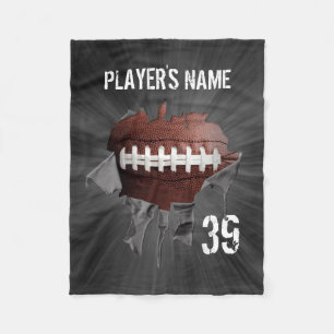 Torn Football Personalised Black Fleece Blanket