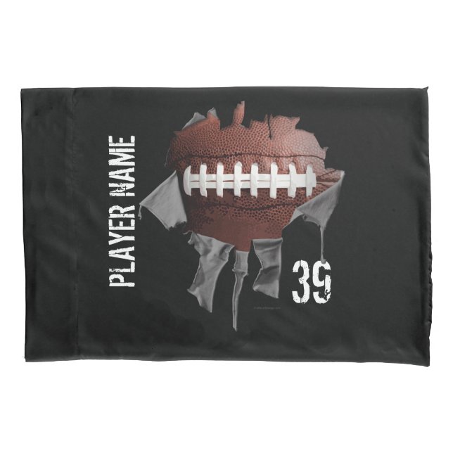 Torn Football Personalised Dark Pillowcase (Front)