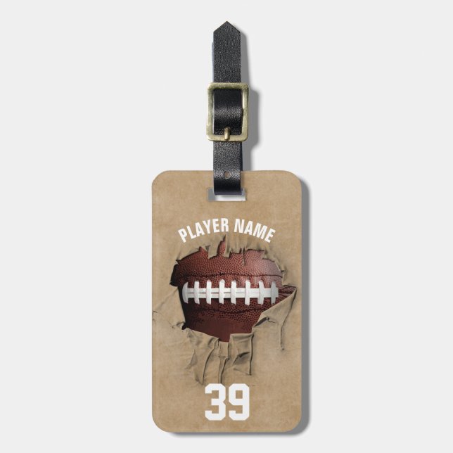 Torn Football (Personalised) Luggage Tag (Front Vertical)