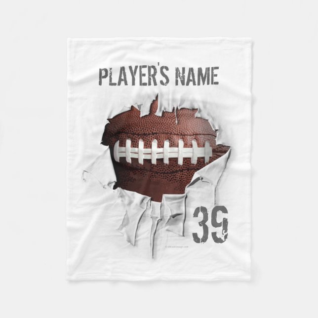 Torn Football Personalised White Fleece Blanket (Front)