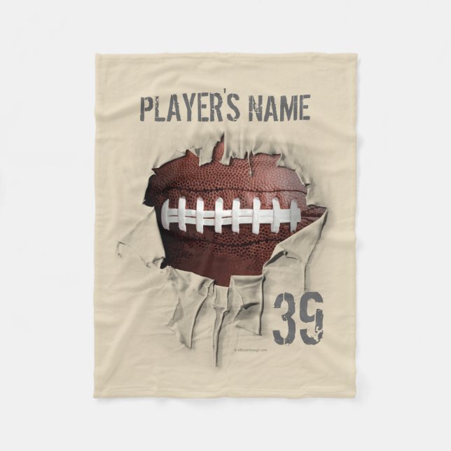 Torn Football Personalised White Fleece Blanket (Front)