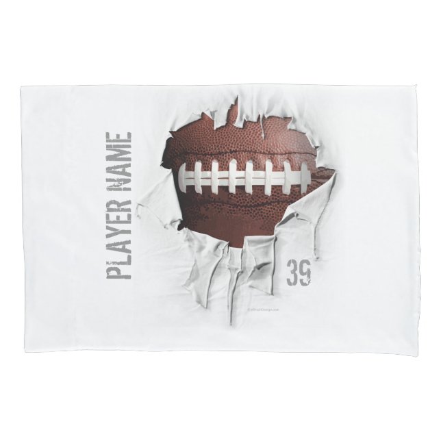 Torn Football Personalised White Pillowcase (Front)