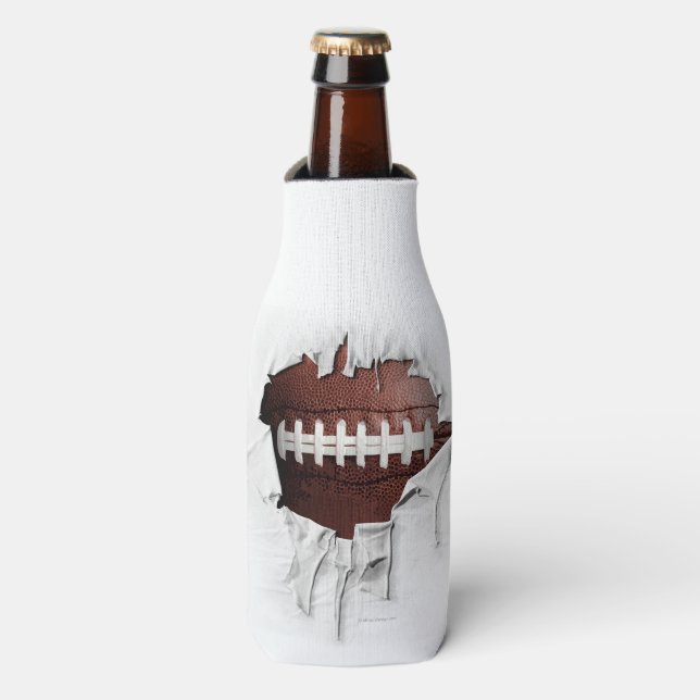 Torn Football White Bottle Cooler (Bottle Front)