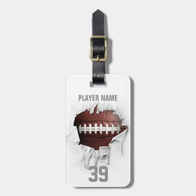 Torn Football (white personalised) Luggage Tag (Front Vertical)
