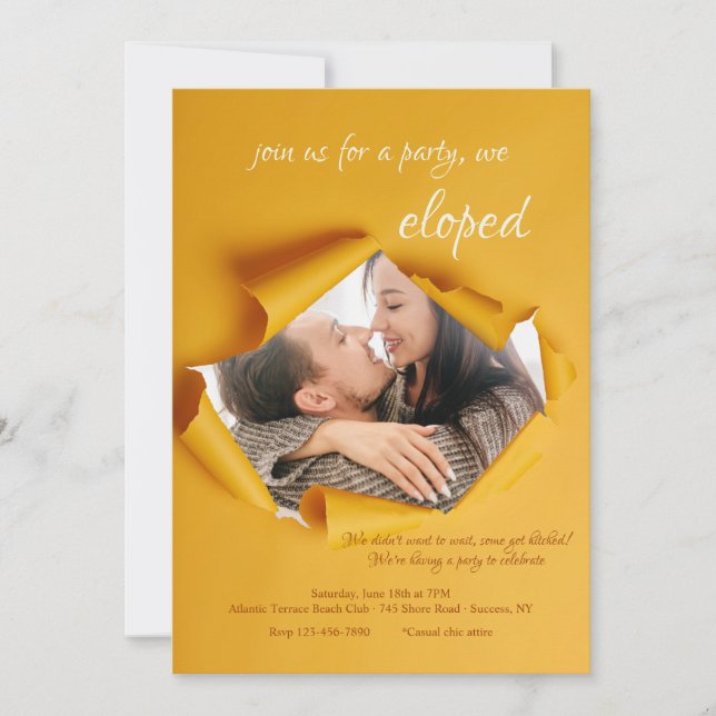 Torn Frame Photo Announcement Card (Front)