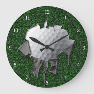 Torn Golf Ball Large Clock