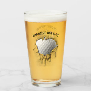 Torn Golf Ball (Personalised) Glass