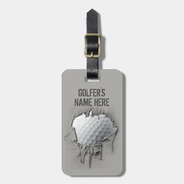 Torn Golf Ball (Personalised) Luggage Tag (Front Vertical)