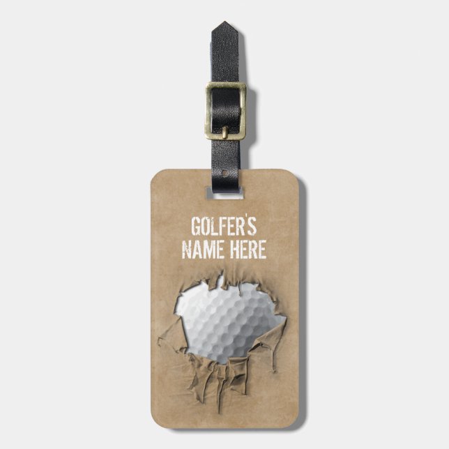 Torn Golf Ball (Personalize) Luggage Tag (Front Vertical)
