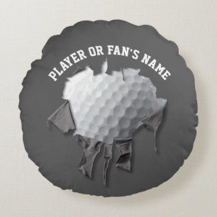 Torn Golf Ball Round Pillow