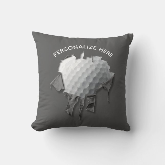 Torn Golf Ball Throw Pillow (Front)