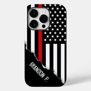 Torn Out Look Thin Red Line American Flag Case-Mate iPhone 14 Pro Case