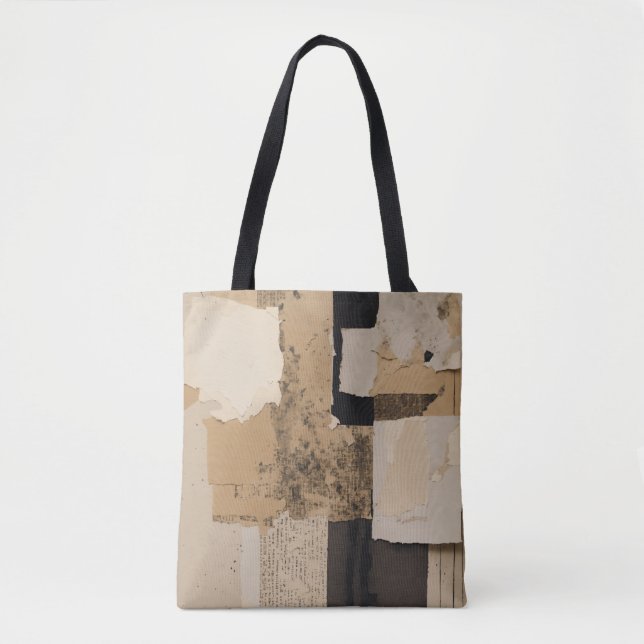 "Torn Page Design Pillow - Cream and Black Riso Te Tote Bag (Front)