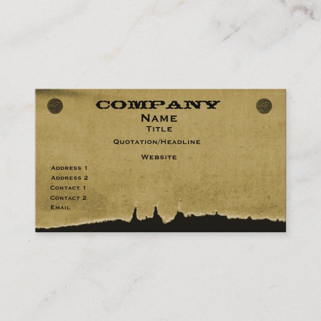Torn Paper Business Card, Dark Beige Card (Front)