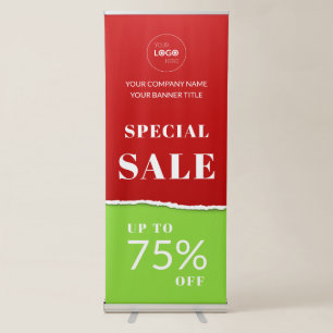 Torn Paper Effect Discount Sale Business Logo Retractable Banner