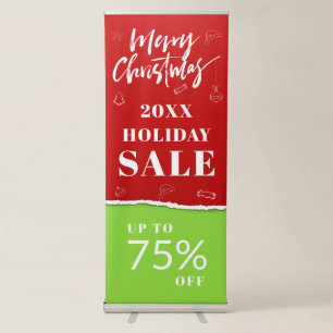 Torn Paper Effect Red Green Christmas Holiday Sale Retractable Banner