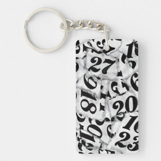 Torn Paper Numbers Collage Art  Key Ring