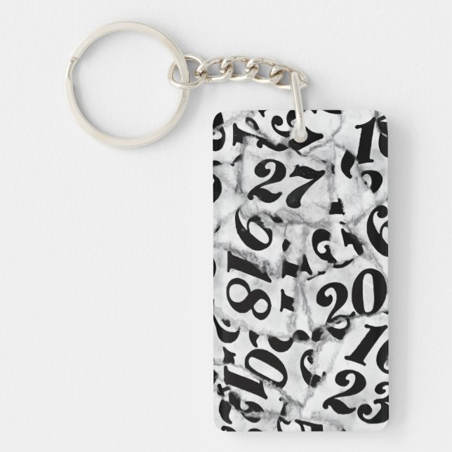 Torn Paper Numbers Collage Art  Key Ring (Front)