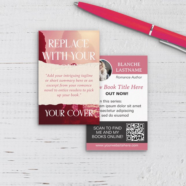 Torn Paper Romance Author Book Release Marketing Business Card (Creator Uploaded)