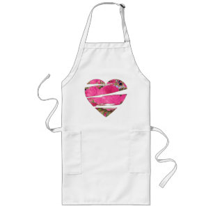 Torn Pink Roses Heart Abstract Art Apron