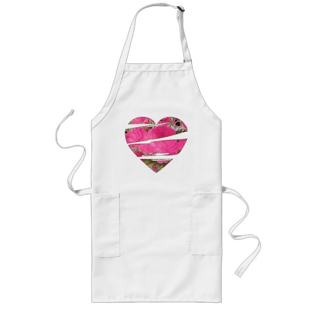 Torn Pink Roses Heart Abstract Art Apron (Front)
