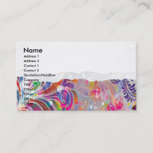 torn reto colourful abstract floral bliss business card