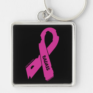 Torn Ribbon/Badass...Breast Cancer Key Ring