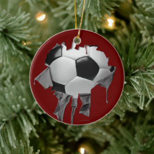 Torn Soccer Ceramic Ornament