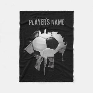 Torn Soccer Personalised Black Fleece Blanket