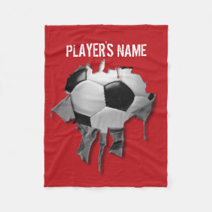 Torn Soccer Personalised Black Fleece Blanket
