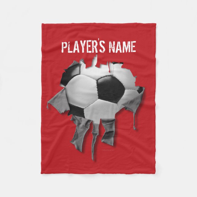 Torn Soccer Personalised Black Fleece Blanket (Front)