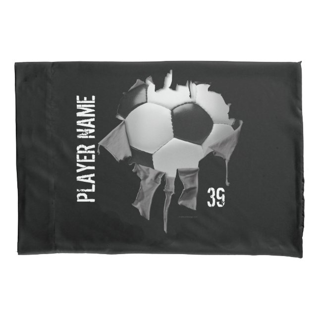 Torn Soccer Personalised Dark Pillowcase (Front)