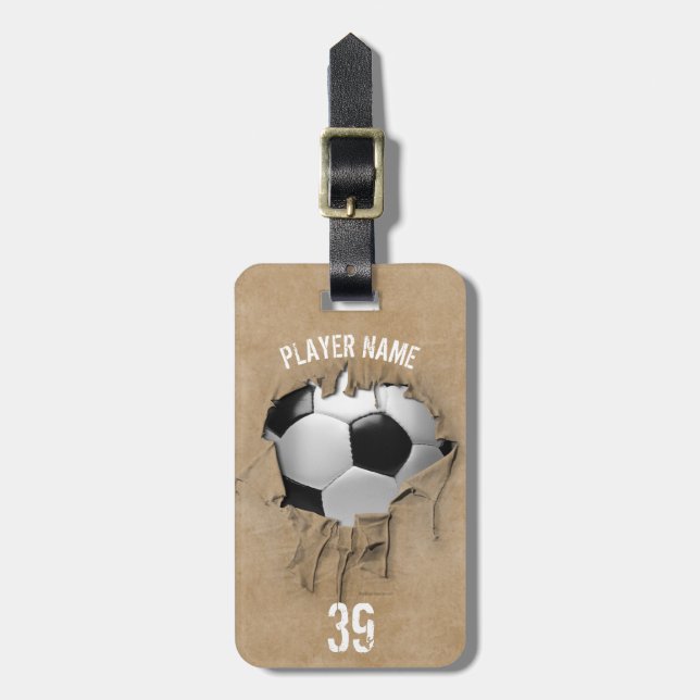 Torn Soccer (Personalised) Luggage Tag (Front Vertical)