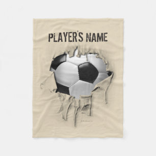 Torn Soccer Personalised White Fleece Blanket