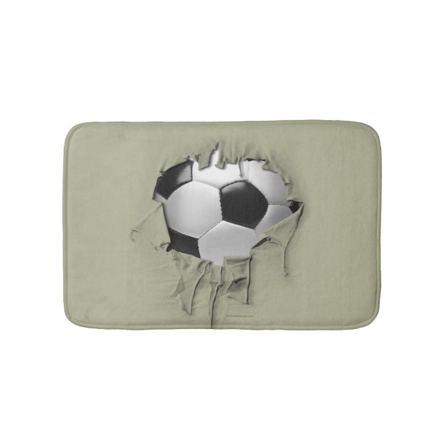 Torn Soccer White Bath Mat (Front)