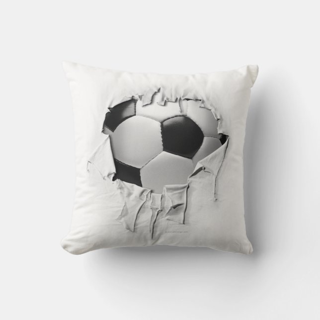 Torn Soccer White Pillow (Front)