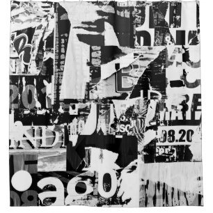Torn street advertisement posters collage backgrou shower curtain