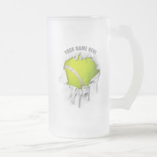 Torn Tennis Frosted Glass Beer Mug