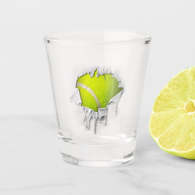 Torn Tennis Shot Glass (Front)