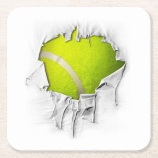 Torn Tennis Square Paper Coaster