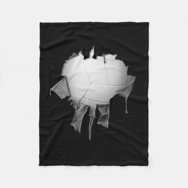 Torn Volleyball Dark Fleece Blanket (Front)