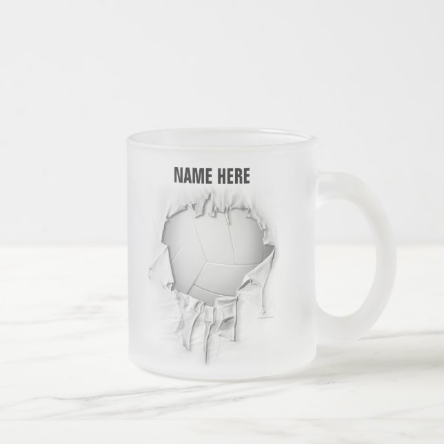 Torn Volleyball Frosted Coffee Mug (Right)