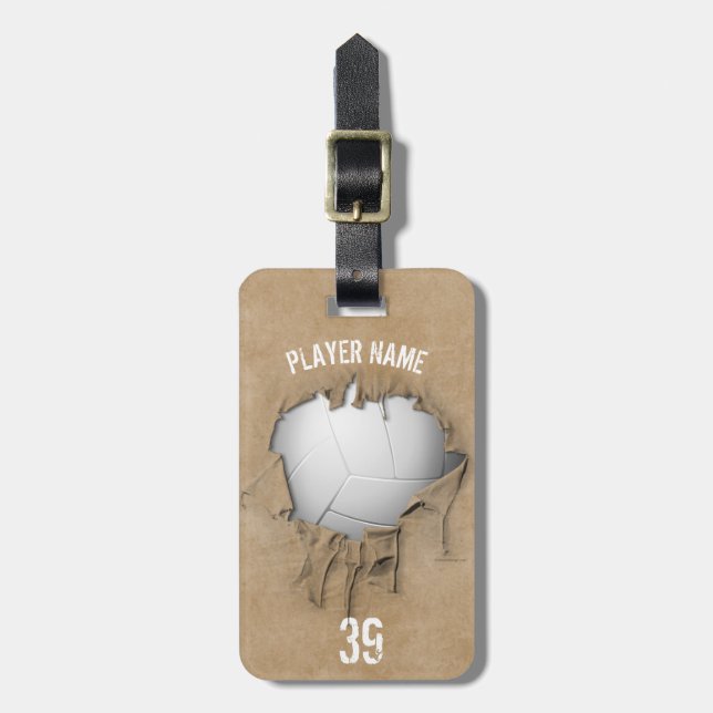 Torn Volleyball (Personalised) Luggage Tag (Front Vertical)