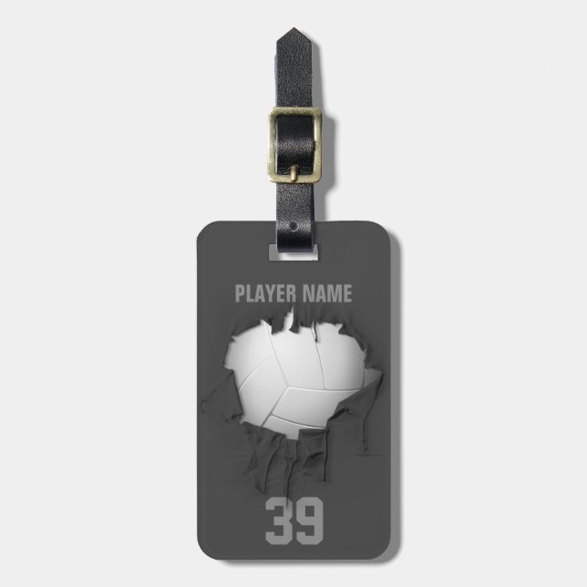 Torn Volleyball (personalised) Luggage Tag (Front Vertical)