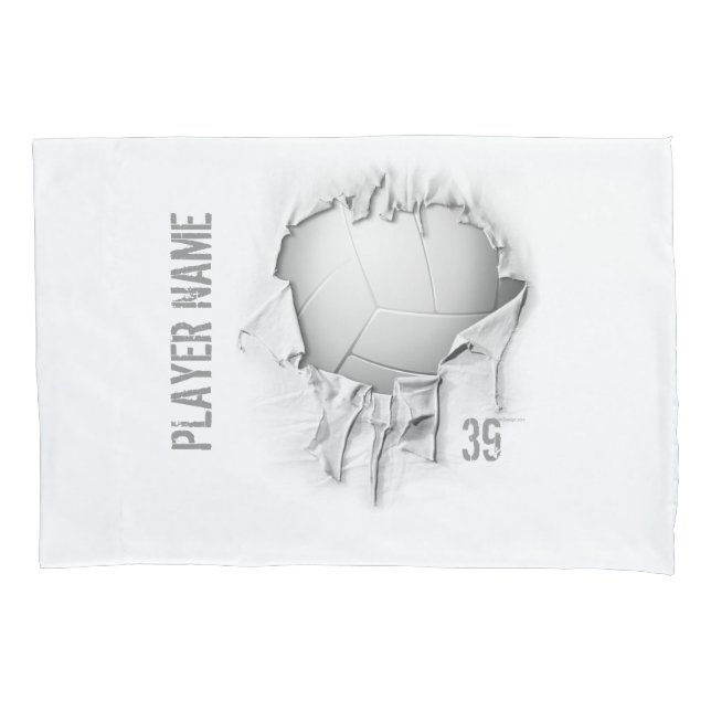 Torn Volleyball Personalised White Pillowcase (Front)