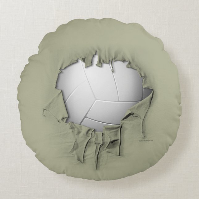 Torn Volleyball Round Pillow (Front)