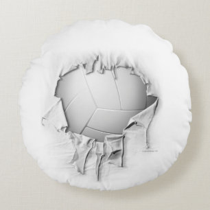 Torn Volleyball Round White Pillow